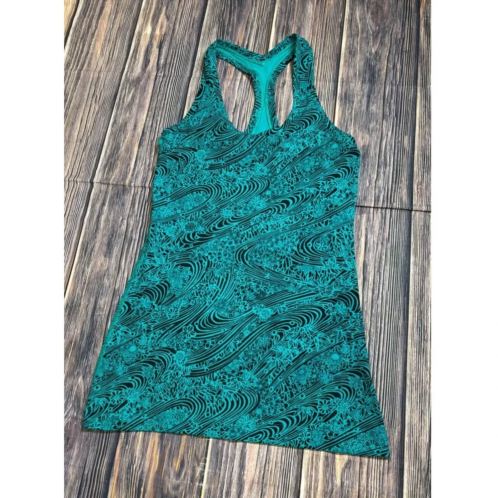 Lululemon Kitakami Viridian Tank Top Womens Size XS Green Black Cool Racerback